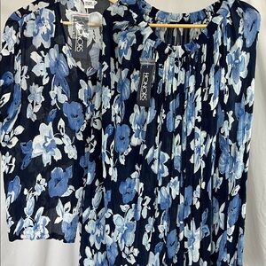 Hawaiian print crinkle rayon skirt and top set XL